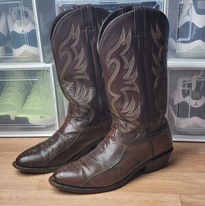 Mens Vintage Larry Mahan Cowboy Boots Size 9.5 Brown
